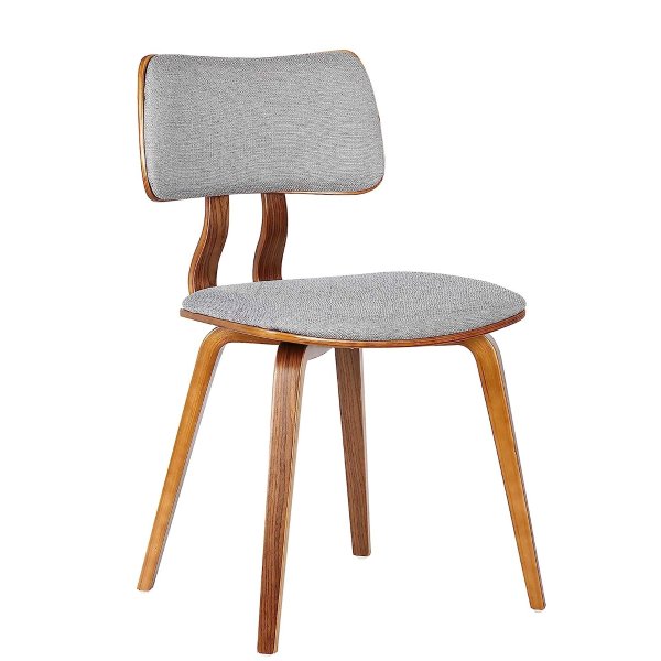 Jaguar Dining Chair in Grey Fabric and Walnut Wood Finishollister