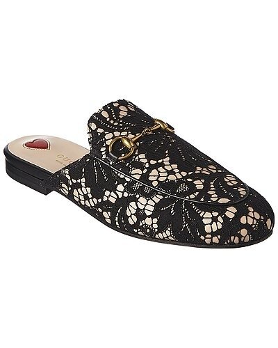 Princetown Leather & Lace Slipper