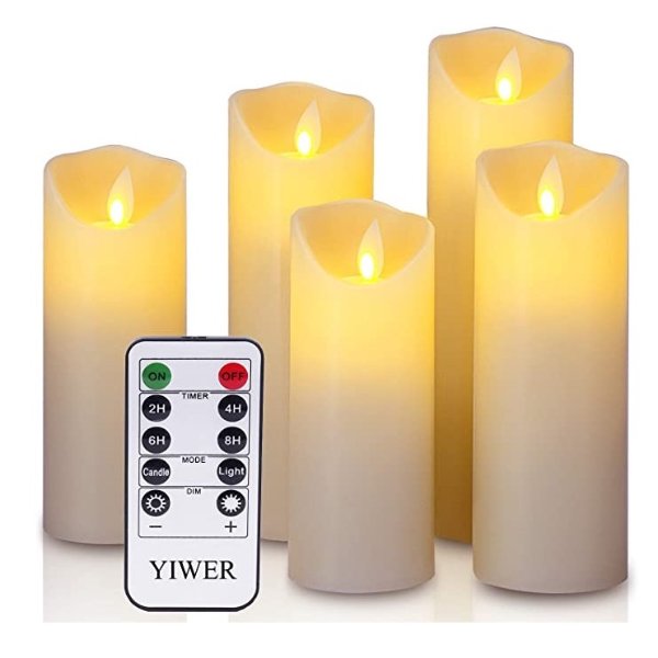 YIWER LED Candles,5.5"/6"/6.5"/7"/8" Set of 5