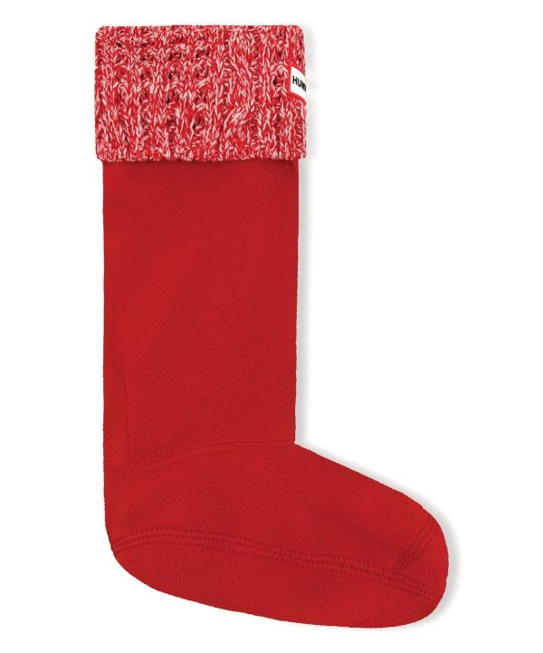 Military Red & Hunter White Roped Tall Boot Sock - Adult