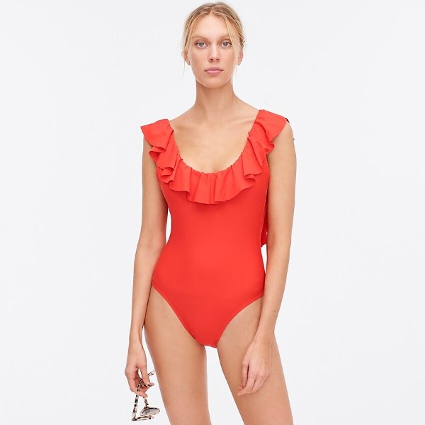 Ruffle scoopback one-piece swimsuit