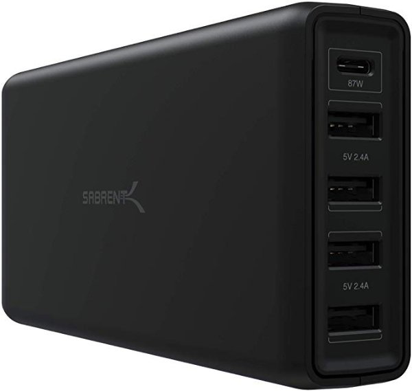 Sabrent 114W 5x USB-A(27W) + 1x Type-C PD (87w) 智能充电器