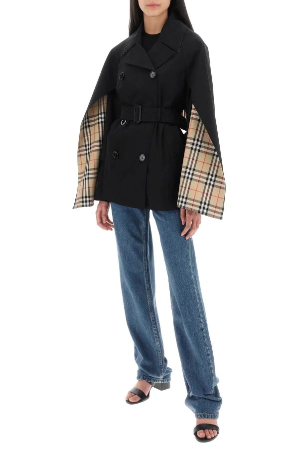 'Ness' double-breasted raincoat in cotton gabardine Burberry