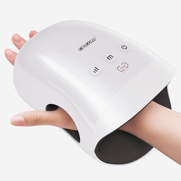 Rechargeable Hand Massager with Heat for Women, Cordless Electric Massager for Hands, Air Compression Kneading Massage with Heat for Arthritis, Wrist, Pain Relief & Finger Numbness