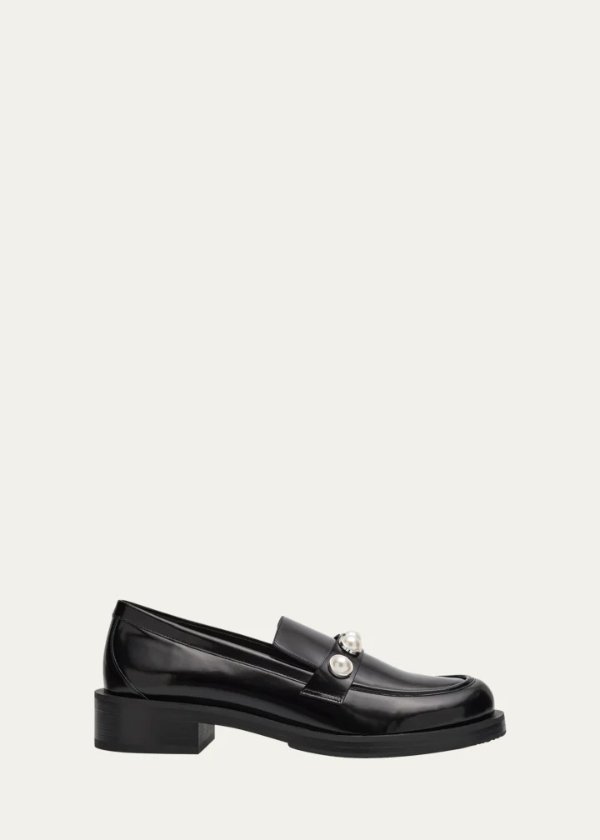 Portia Leather Pearly Slip-On Loafers