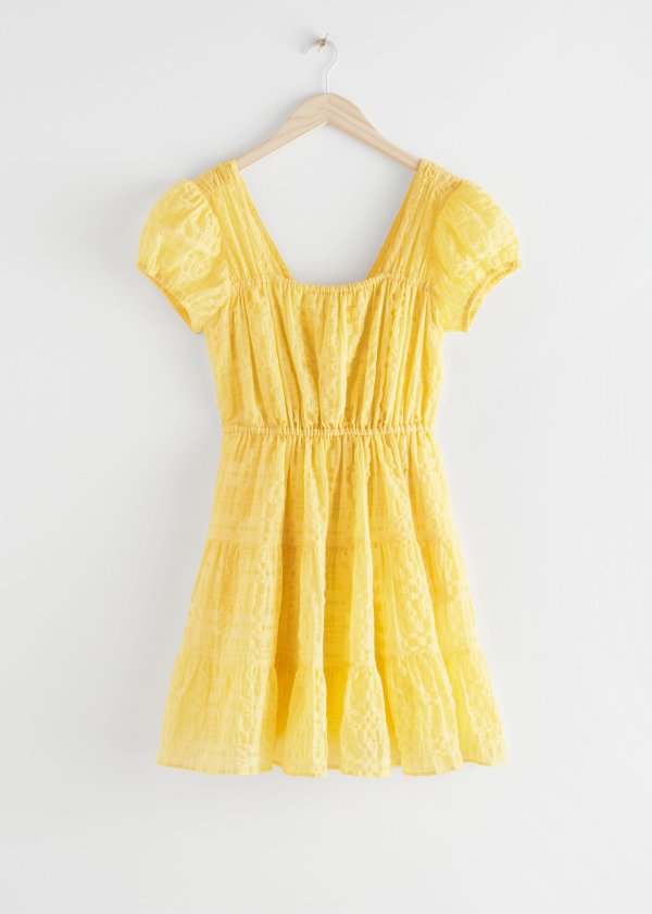 Puff Sleeve Ruffle Mini Dress