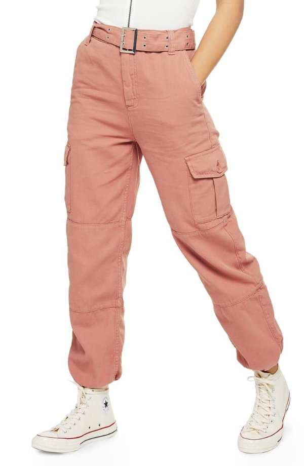 Belted Utility Jogger Pants