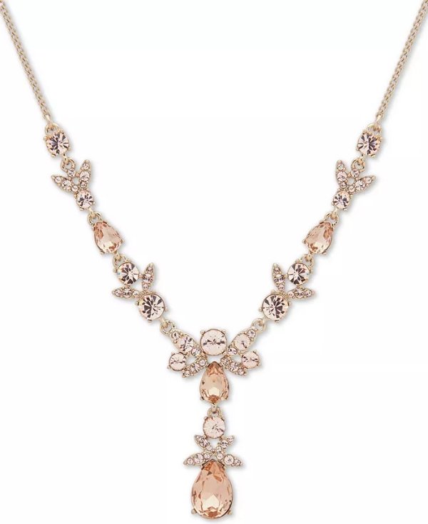 Gold-Tone Crystal Lariat Necklace, 16" + 3" extender