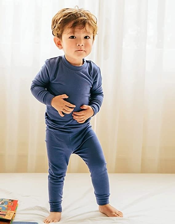 12M-12 Toddler Kids Unisex Girls & Boys Soft Comfy Modal Tencel Solid Raglan Sleepwear Pajamas Pjs 2pcs Set