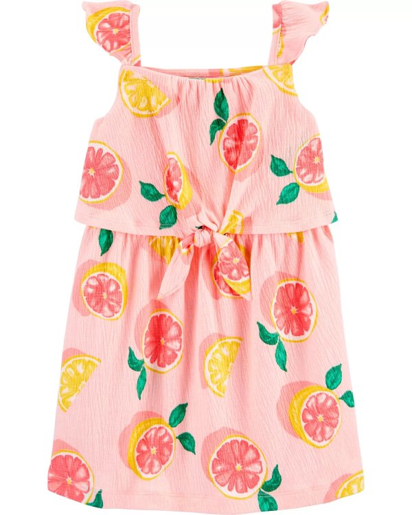 Grapefruit Crinkle Jersey Dress