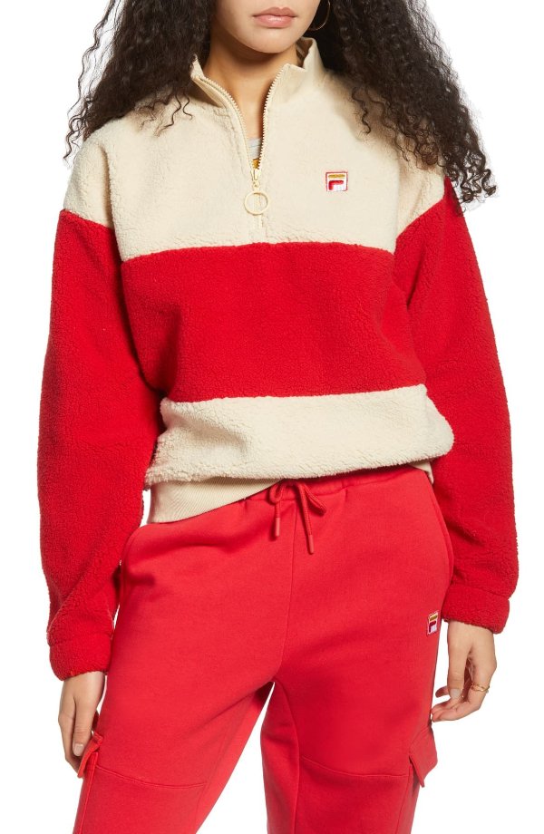 Laverne Colorblock Quarter Zip Fleece Sweatshirt