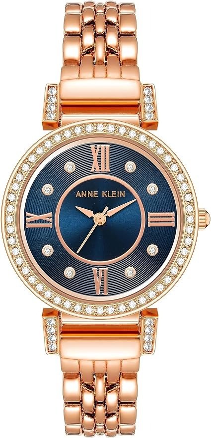 Women's Swarovski Crystal Accented Rose Gold-Tone Bracelet Watch