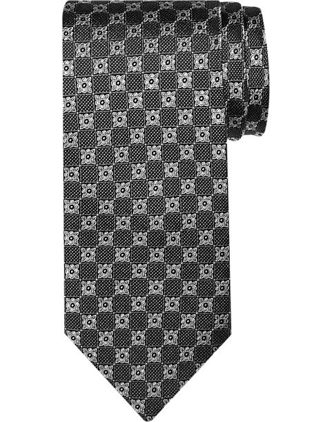 Pronto Uomo Narrow Tie, Black Medallion Tile - Men's Brands | Men's Wearhouse