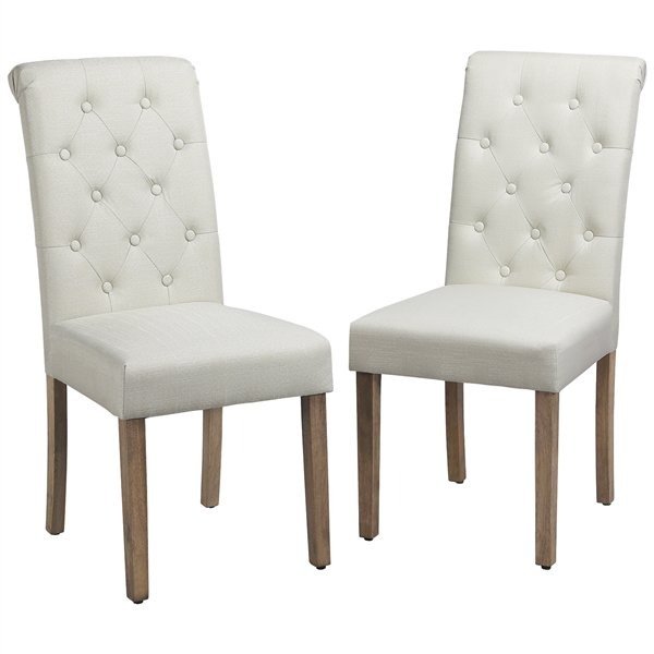 Tufted High Back Dining Chair, Set of 2, White