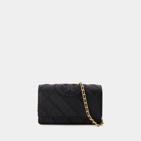 Fleming Soft Chain Wallet Crossbody Bag - Tory Burch - Leather - Black