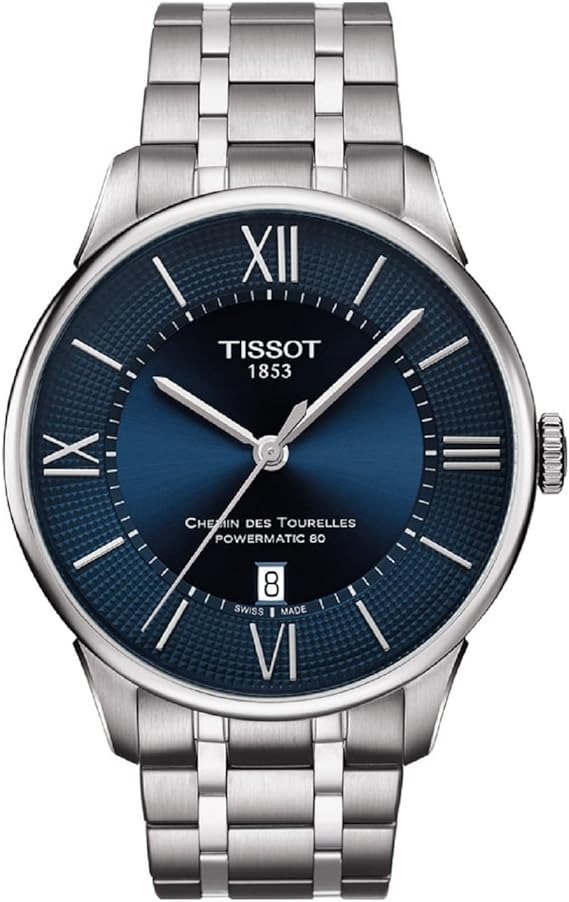 Tissot mens Tissot Chemin des Tourelles Powermatic 80 316L stainless steel case Automatic Watch, Grey, Stainless steel, 21 (T0994071104800)