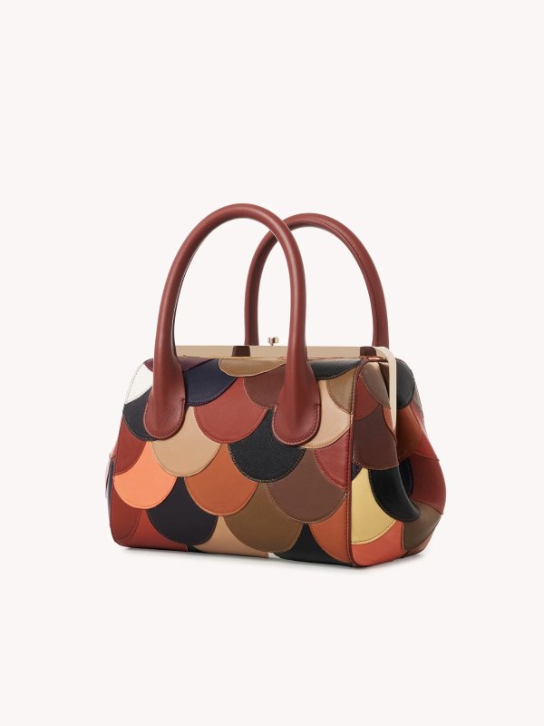 Medium Joyce Frame Handbag In Shiny Calfskin Scallop Patchwork | Chloe US