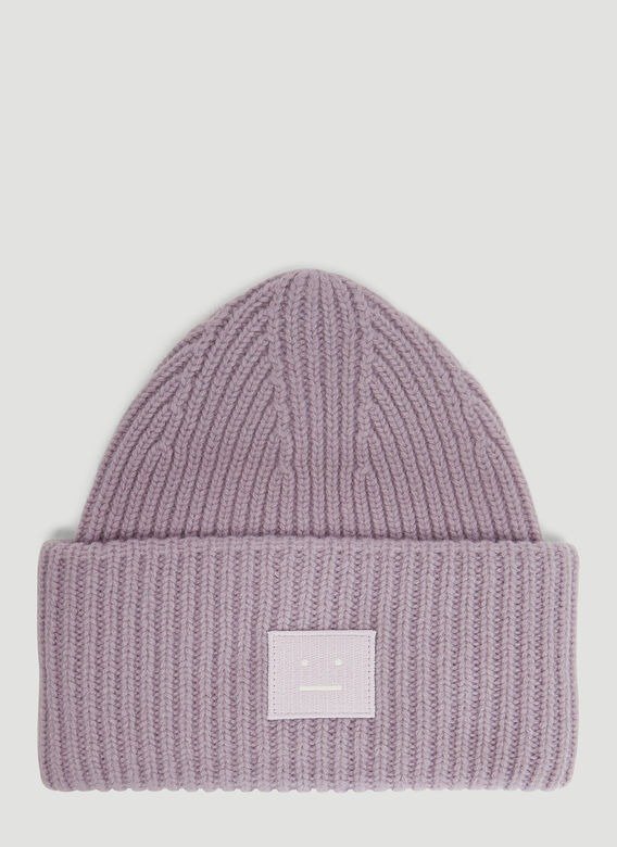 Pansy N Face Knit Hat in Purple