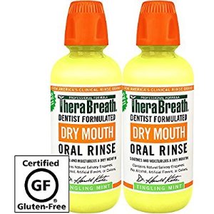 TheraBreath Dentist Recommended Dry Mouth Oral Rinse - Tingling Mint Flavor, 16 Ounce (Pack of 2)