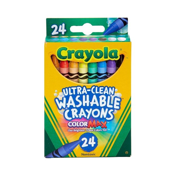 Washable Ultra Clean Crayons, Assorted Colors, 24/Box (52-6924)