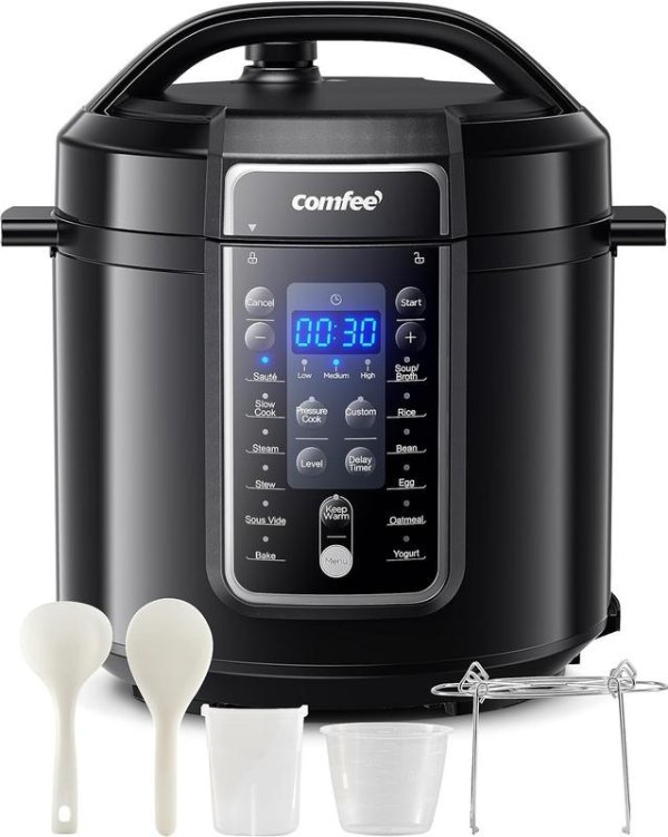 COMFEE’ 9-in-1 Electric Pressure Cooker Olla de Presion 6QT Slow Rice Cooker 14 Presets Instant Multi Cooker