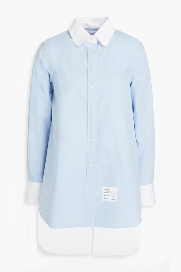 Open-back two-tone cotton-poplin shirt