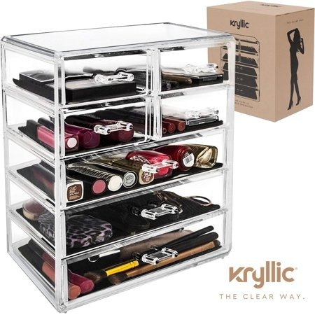 Acrylic Cosmetic Makeup Jewelry Organizer - Large 7 drawer make up holder for brush cream lipstick palette! Countertop beauty makeup organization box ideal storage for any bathroom or bedroom table!