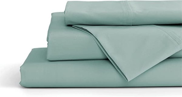 100% Cotton Percale Sheets Queen Size, Pastel Turk, Deep Pocket, 4 Piece - 1 Flat, 1 Deep Pocket Fitted Sheet and 2 Pillowcases, Crisp Cool and Strong Bed Linen