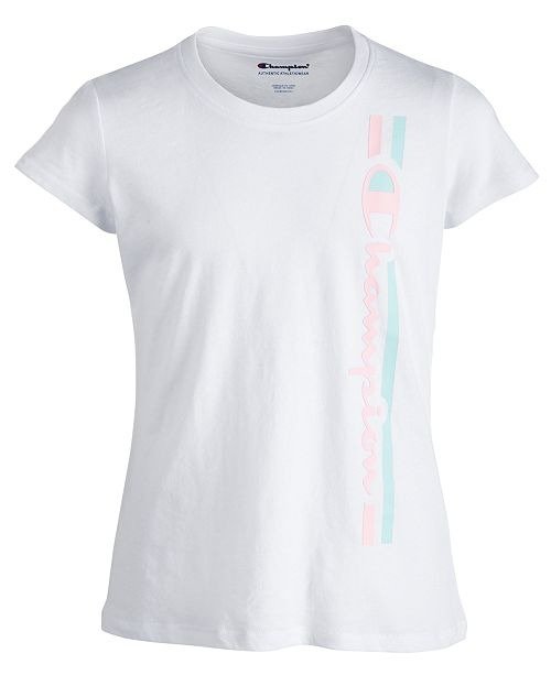 Little Girls Vertical Logo-Print T-Shirt