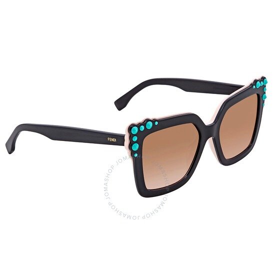Brown Gradient Square Sunglasses with Turquoise Studs FF 0260/S 3H2/53 52