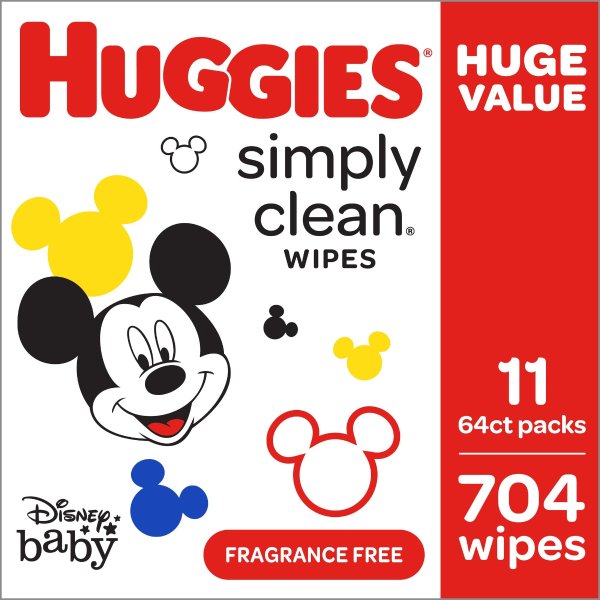 Simply Clean Baby Wipes, Unscented, 704 Count