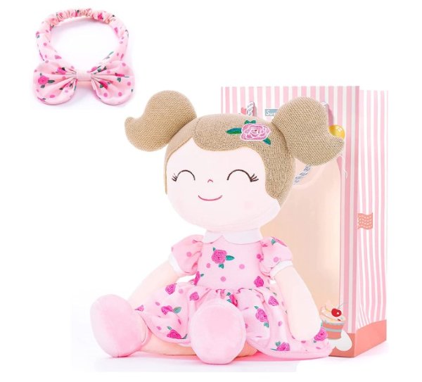 Baby Doll Girl Gifts Toys Rag Dolls Plush Toy Soft Spring Girls Gift Boxes - Pink [One Big & One Small]