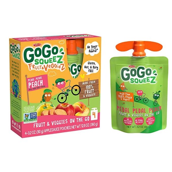 Fruit & VeggieZ on the Go, Apple Peach Sweet Potato, 3.2 Ounce (48 Pouches), Gluten Free, Vegan Friendly, Unsweetened, Recloseable, BPA Free Pouches (Packaging May Vary)