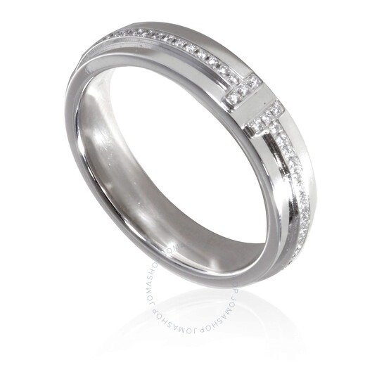 Tiffany Ladies Diamond 18k White Gold Tiffany T Two Narrow Ring