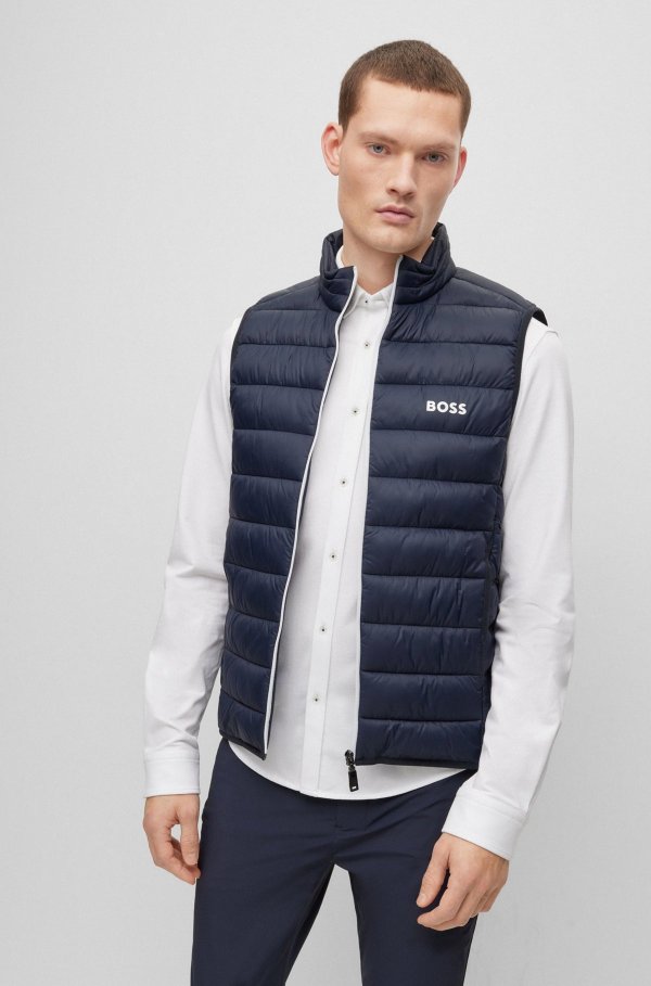 Water-repellent gilet with logo detail