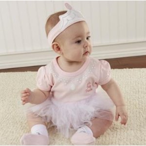 Baby Aspen 'Big Dreamzzz - Princess' Bodysuit, Sock & Headband (Baby)