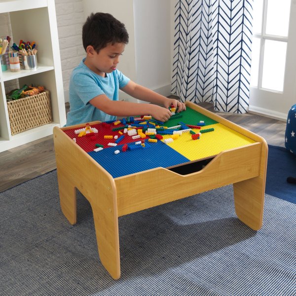 Reversible Wooden Activity Table with Board and Train Set, Natural Concepts