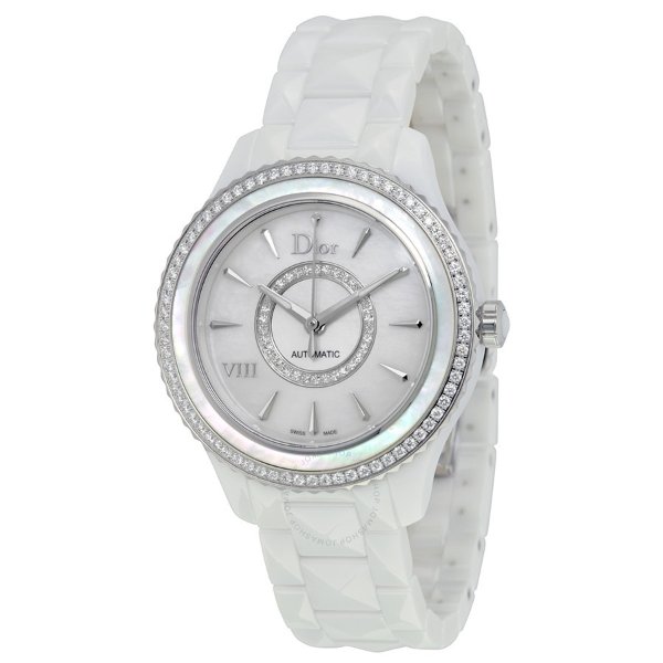 VIII White Mother of Pearl Dial Ceramic Ladies Watch CD1245E9C001