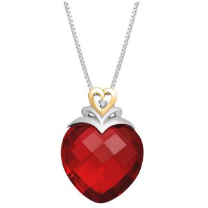 27 ct Ruby Heart Pendant with Diamond