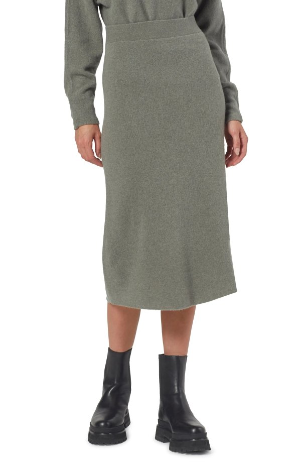 Daveny Merino Wool Midi Sweater Skirt