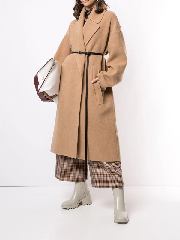 belted mid-length coat