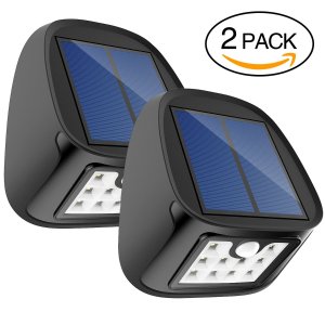 Solar Motion Sensor Lights 10 LED Outdoor Waterproof Wall Light Wireless Security Night Light with 3 Modes for Driveway Garden Back Door Step Stair Fence Deck Yard Patio , Pack of 2
