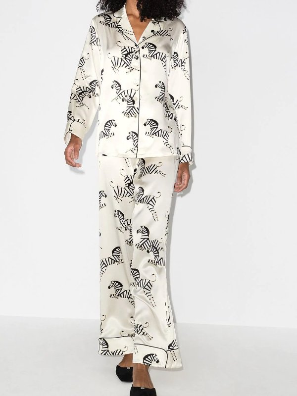zebra print silk pajama set