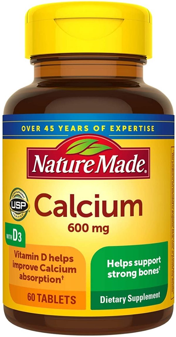 Calcium 600 mg Tablets with Vitamin D3, 60 Count for Bone Health† (Packaging May Vary)