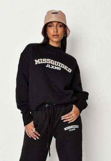 - Jordan Lipscombe xBlack Quilted Applique Oversized Sweatshirt