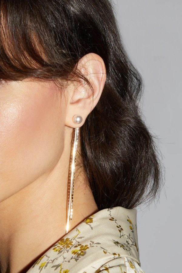 PEARL STUD WITH ZIRCONIA CHAIN $28 Additional 20% Off Everything - Automatically applied in cart EA-11018-W Gold Gold EA-11018-W-Gold-OS $28.00
