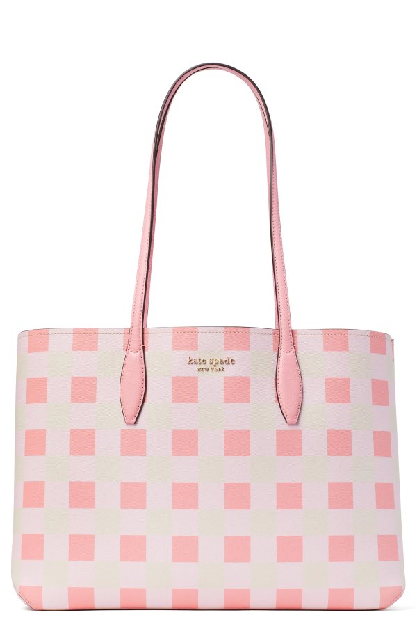 all day gingham print large tote