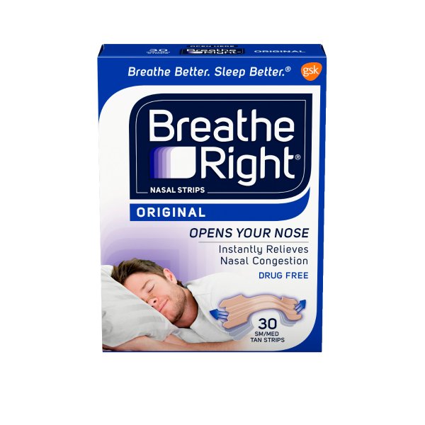 Breathe Right Original Tan Small/Medium Drug-Free Nasal Strips for Nasal Congestion Relief, 30 Count