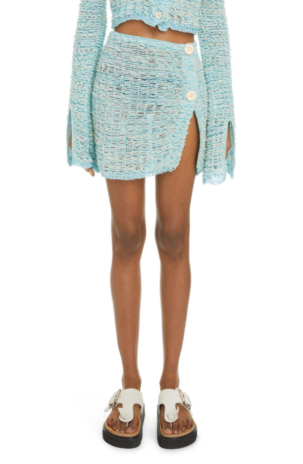 Kelroy Open Knit Cotton Blend Miniskirt