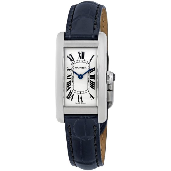 Tank Americaine Silver Dial Navy Leather Ladies Watch WSTA0016